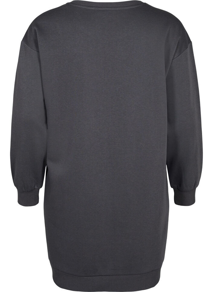 Sweater-jurk met geborduurde details, Dark Grey, Packshot image number 1