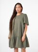 Katoenen jurk met korte mouwen en a-lijn snit, Groen, Model image number 0