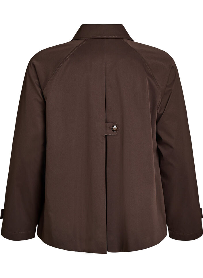 Korte trenchcoat met kraag en raglanmouwen, Bruin, Packshot