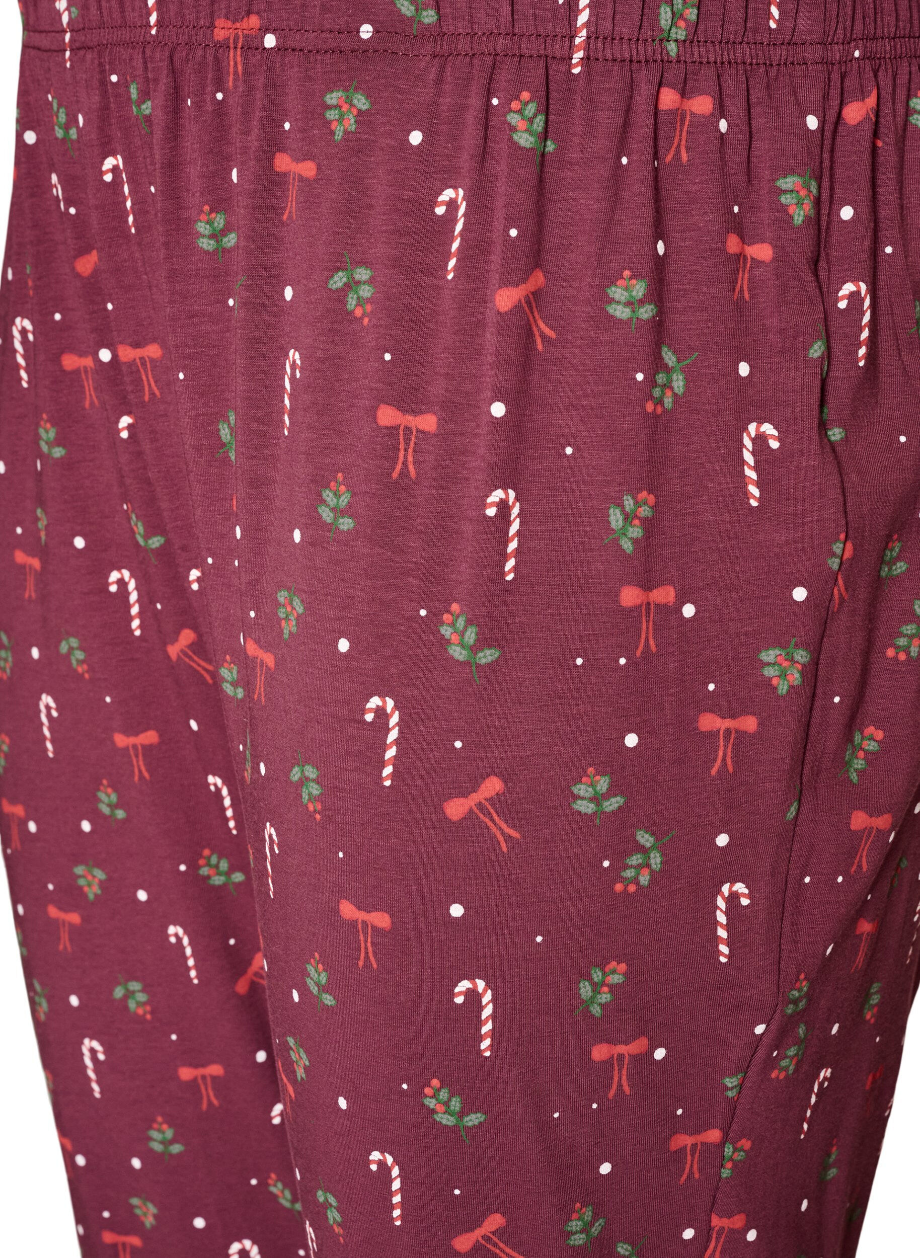 ZizziBedrukte pyjamabroek, Donker Bordeaux, Packshot image number 2