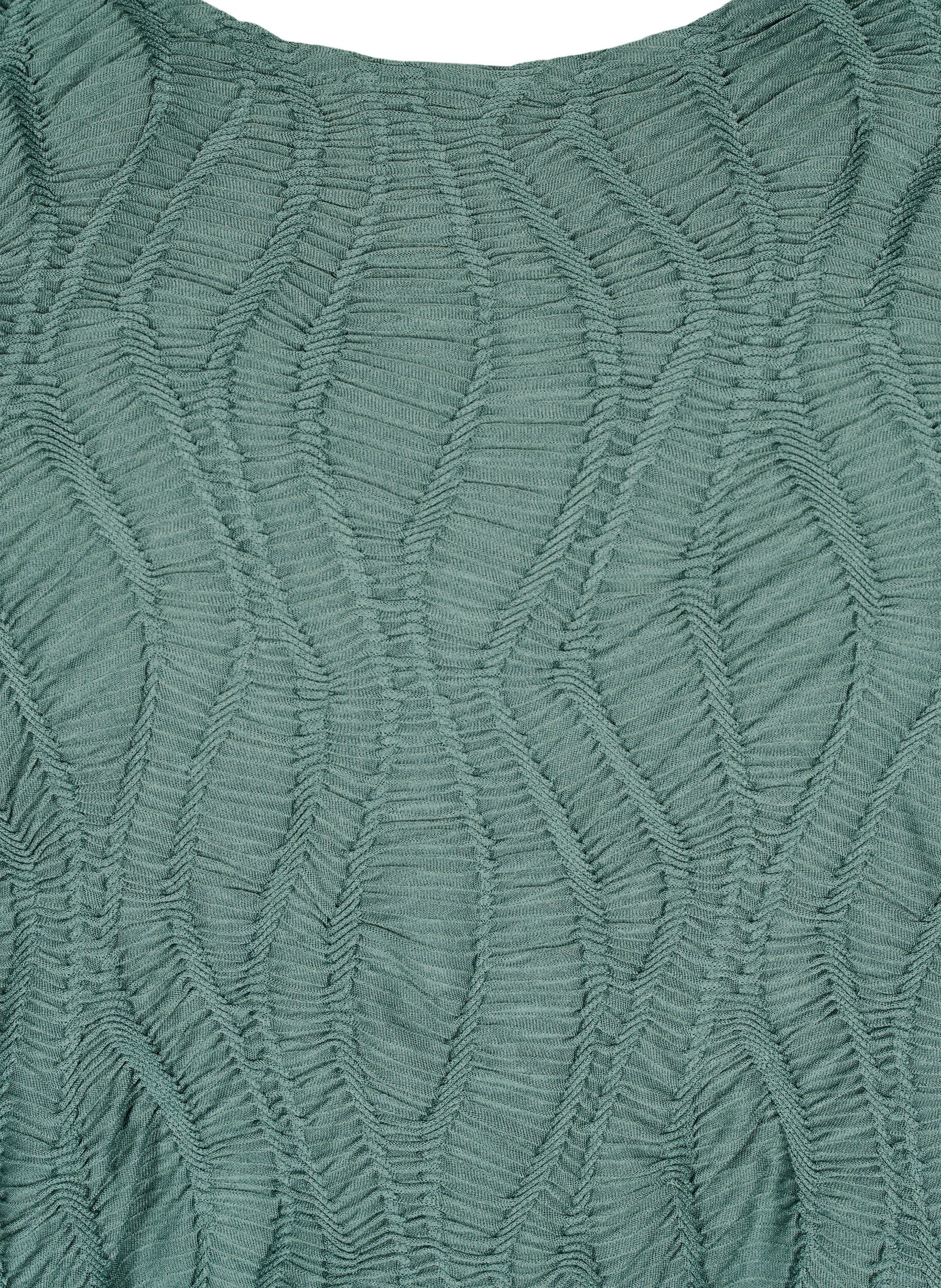 Zizzi Korte jurk met structuur en 3/4 mouwen, Groen, Packshot image number 2