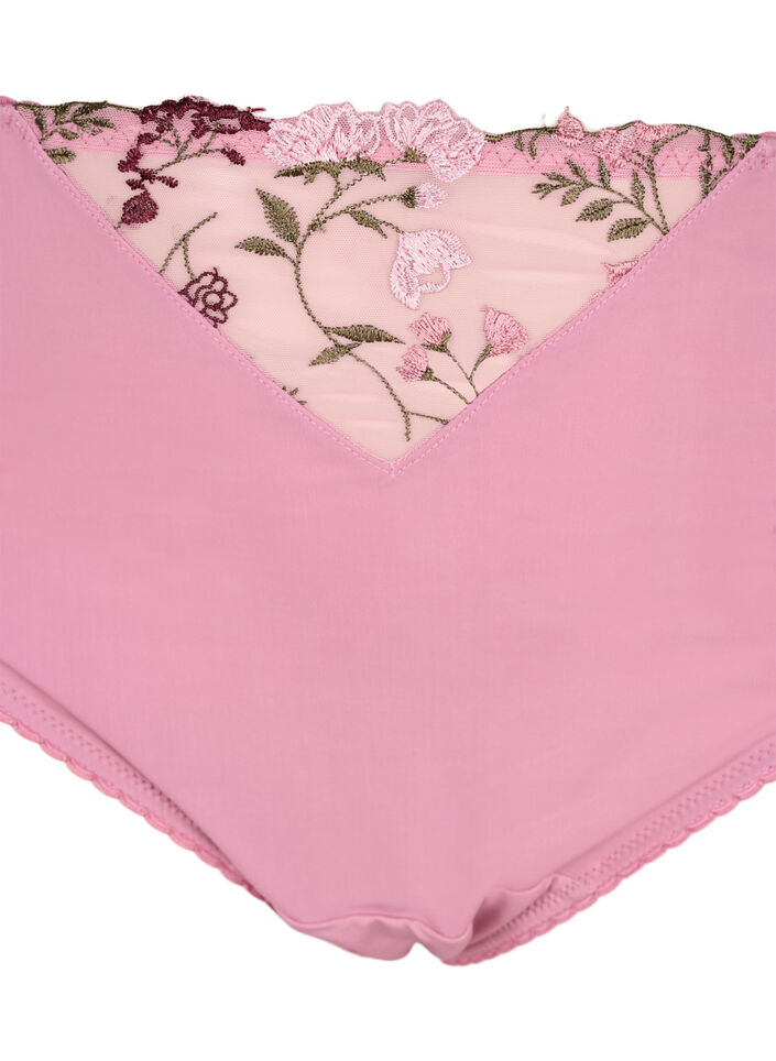 Tai slip in microvezel met geborduurde bloemen, Roze, Packshot image number 2