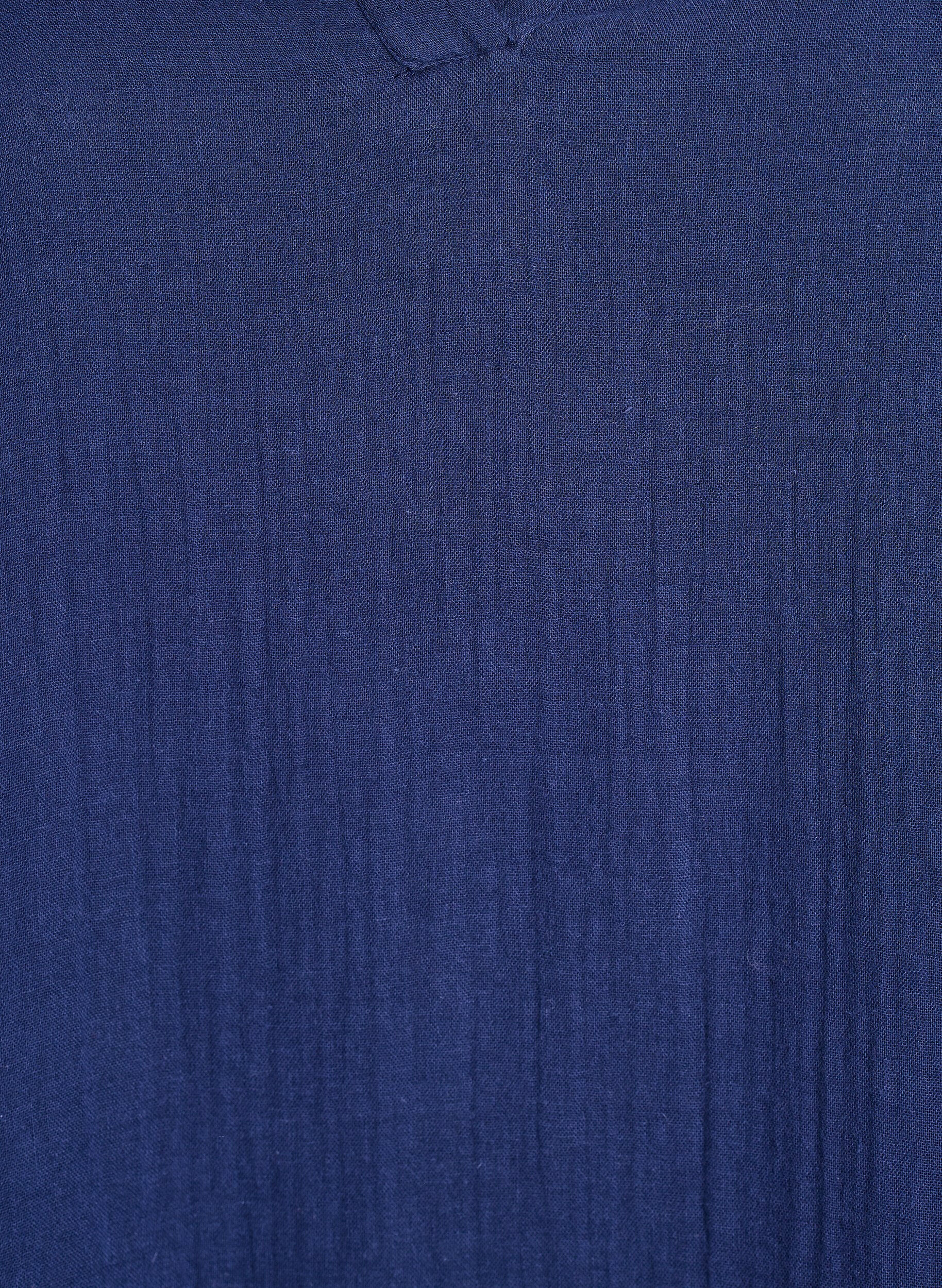 ZizziKorte A-lijn jurk in katoenen mousseline, Blauw, Packshot image number 2