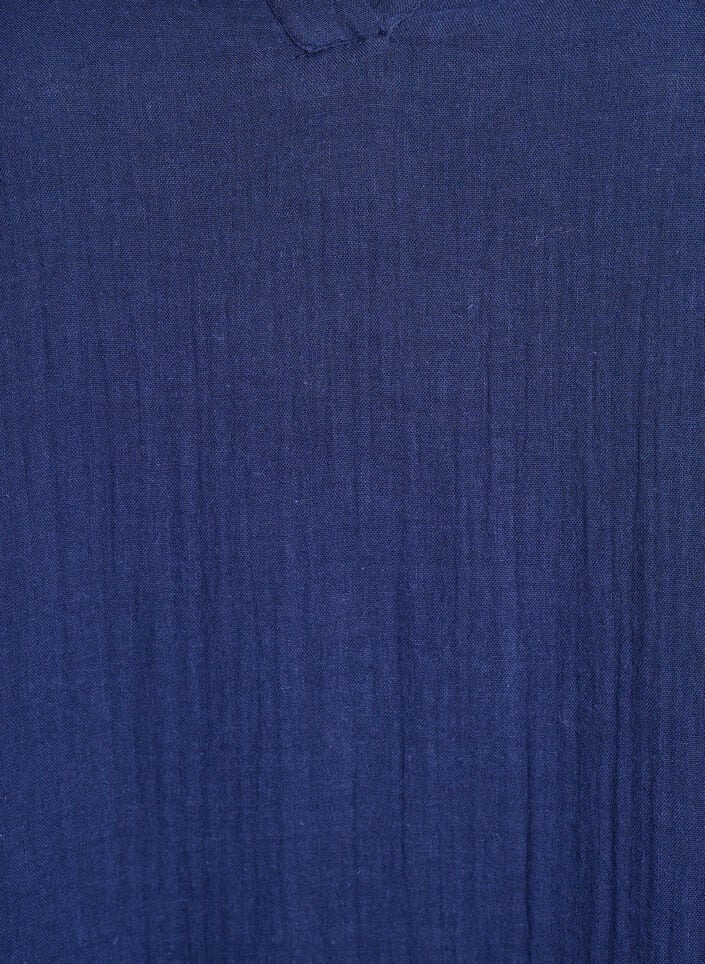 Korte A-lijn jurk in katoenen mousseline, Blauw, Packshot image number 2