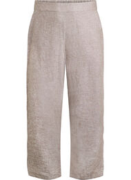 Linnen en viscose broek met losse pasvorm, Bruin