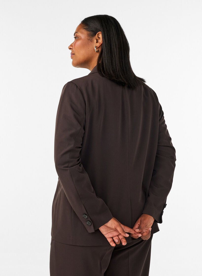 Double-breasted blazer met een losse pasvorm, Bruin, Model image number 2