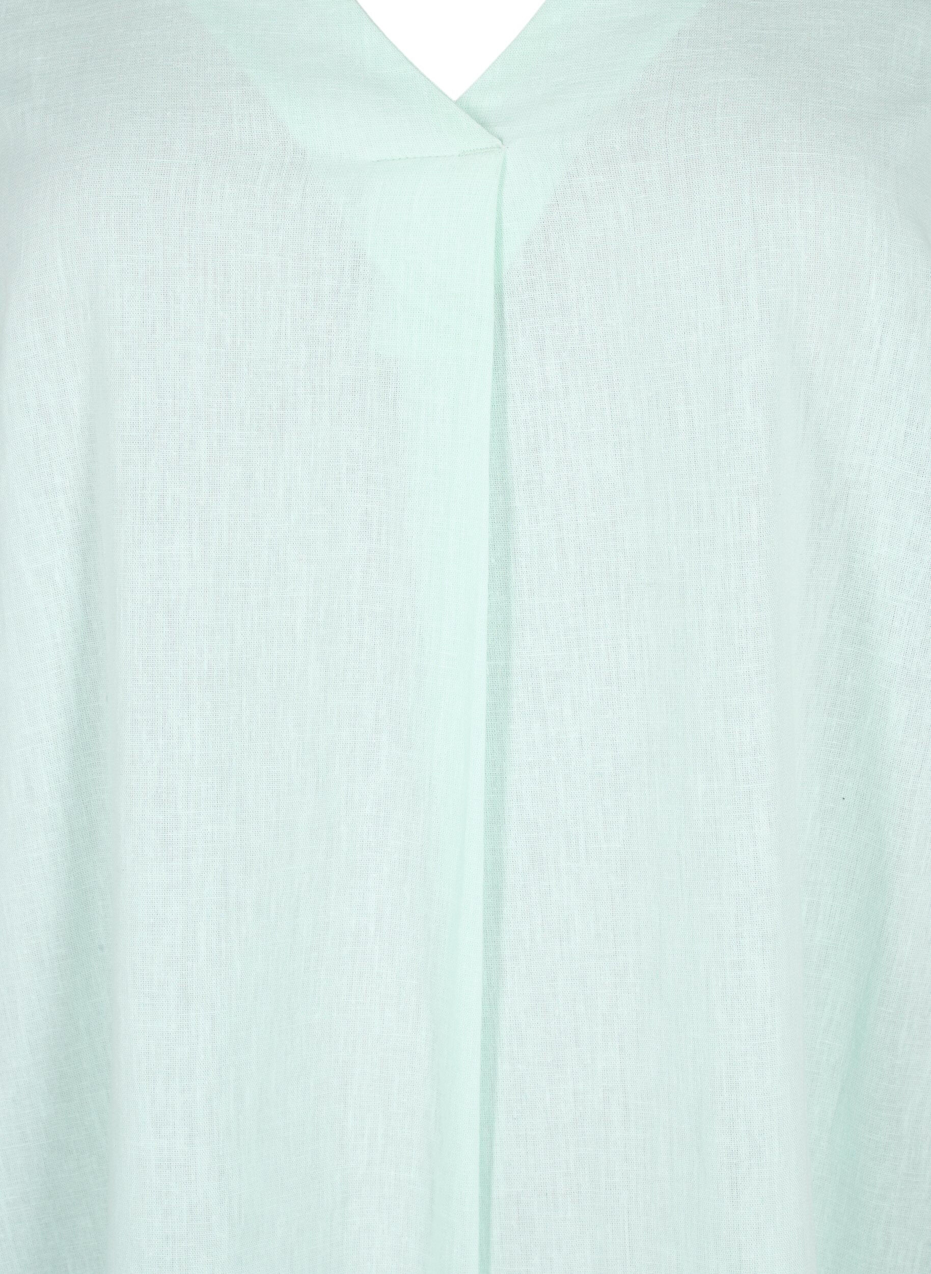 Zizzi Kaftanjurk van katoenmix met linnen, Groen, Packshot image number 2