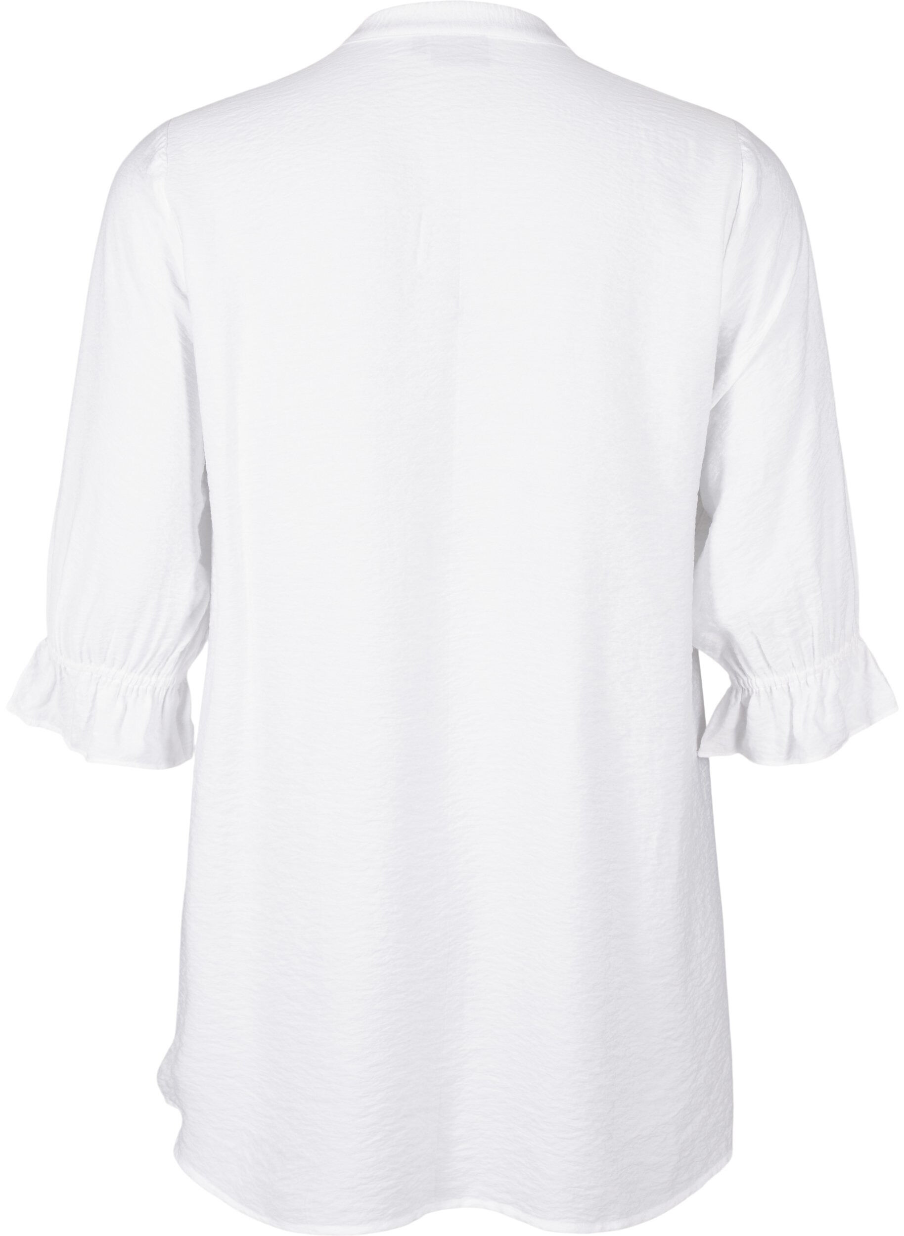 Zizzi Lang viscose shirt met kanten detail, Bright White, Packshot image number 1