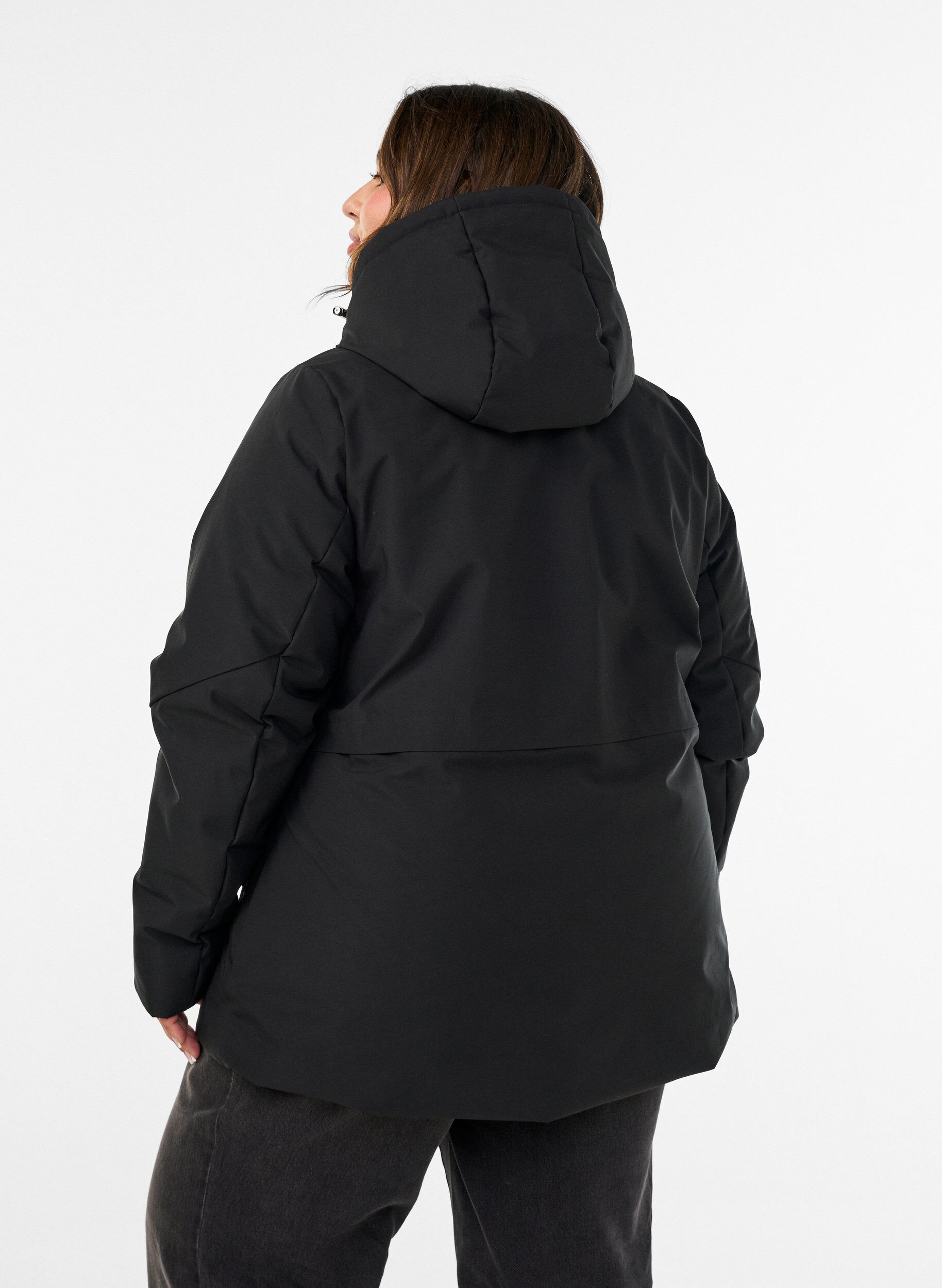 ZizziWinterjas met capuchon en verstelbare taille, Zwart, Model image number 2