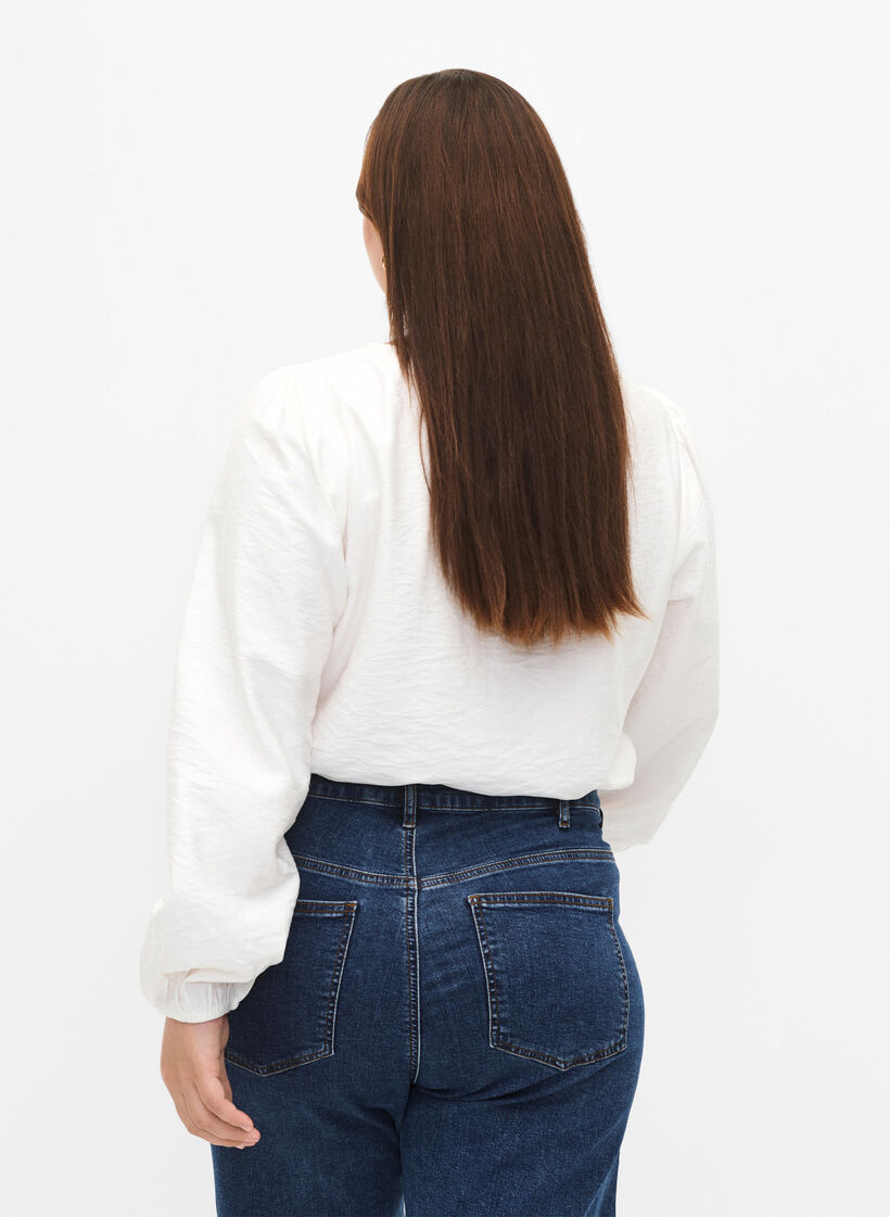 Blouse van viscose met gehaakt detail, Bright White, Model image number 1