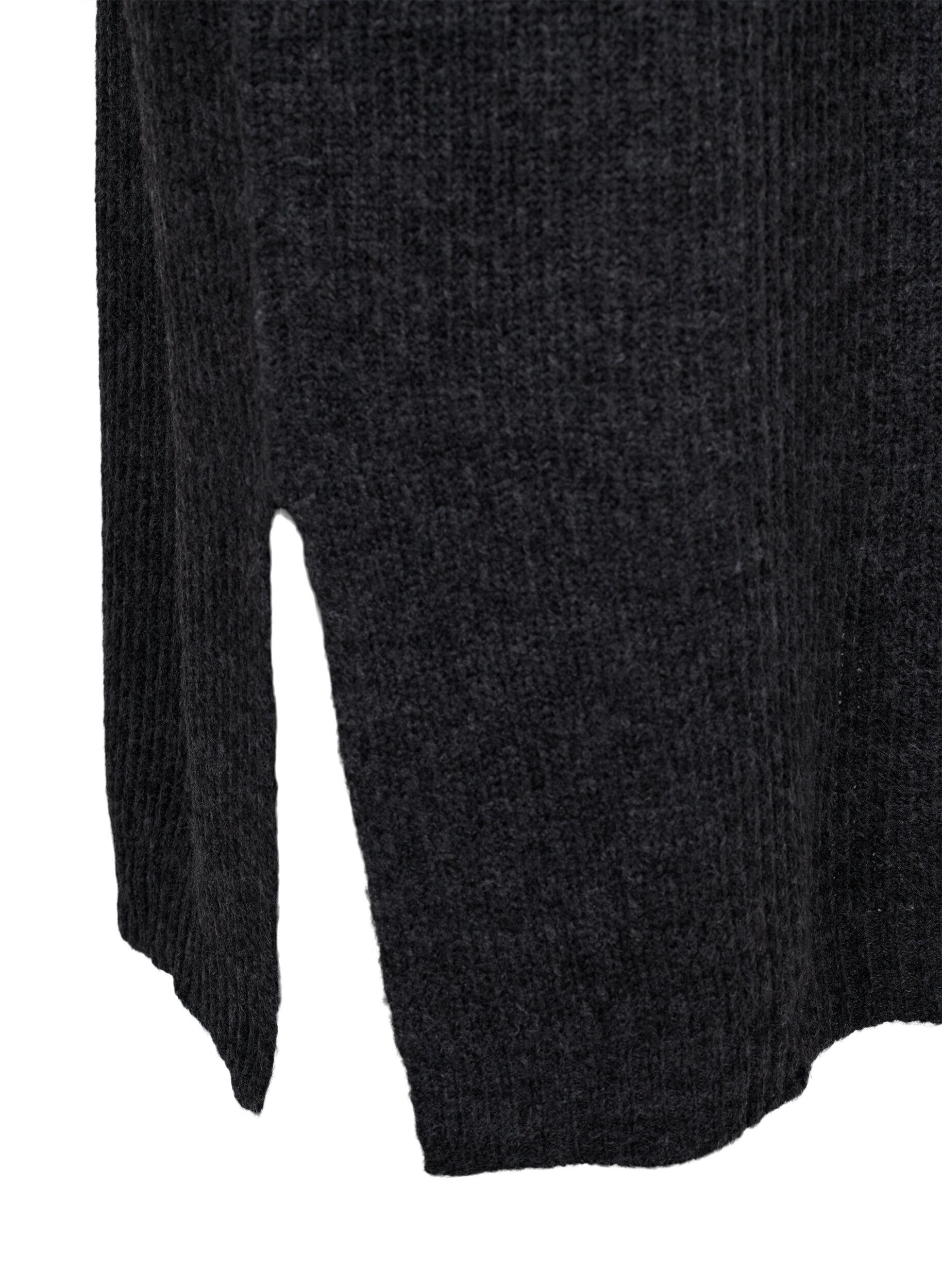 ZizziLange oversized gebreide jurk met split, Grijs, Packshot image number 3