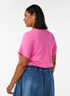 Biologisch katoenen T-shirt met varsity print en V-hals, Roze, Model image number 2