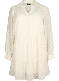 Jacquard jurk met ruche kraag, Birch