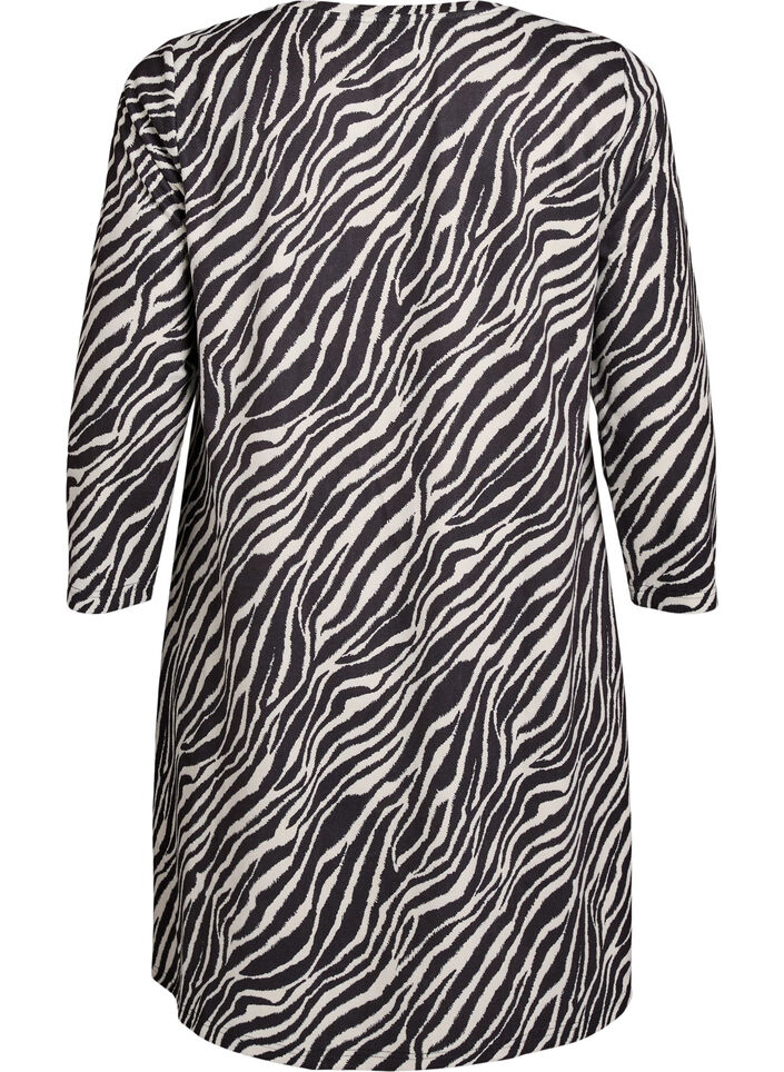 Korte A-lijn jurk met 7/8 mouwen, Zwart, Packshot image number 1