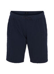 Losse katoenen short met zakken, Blauw