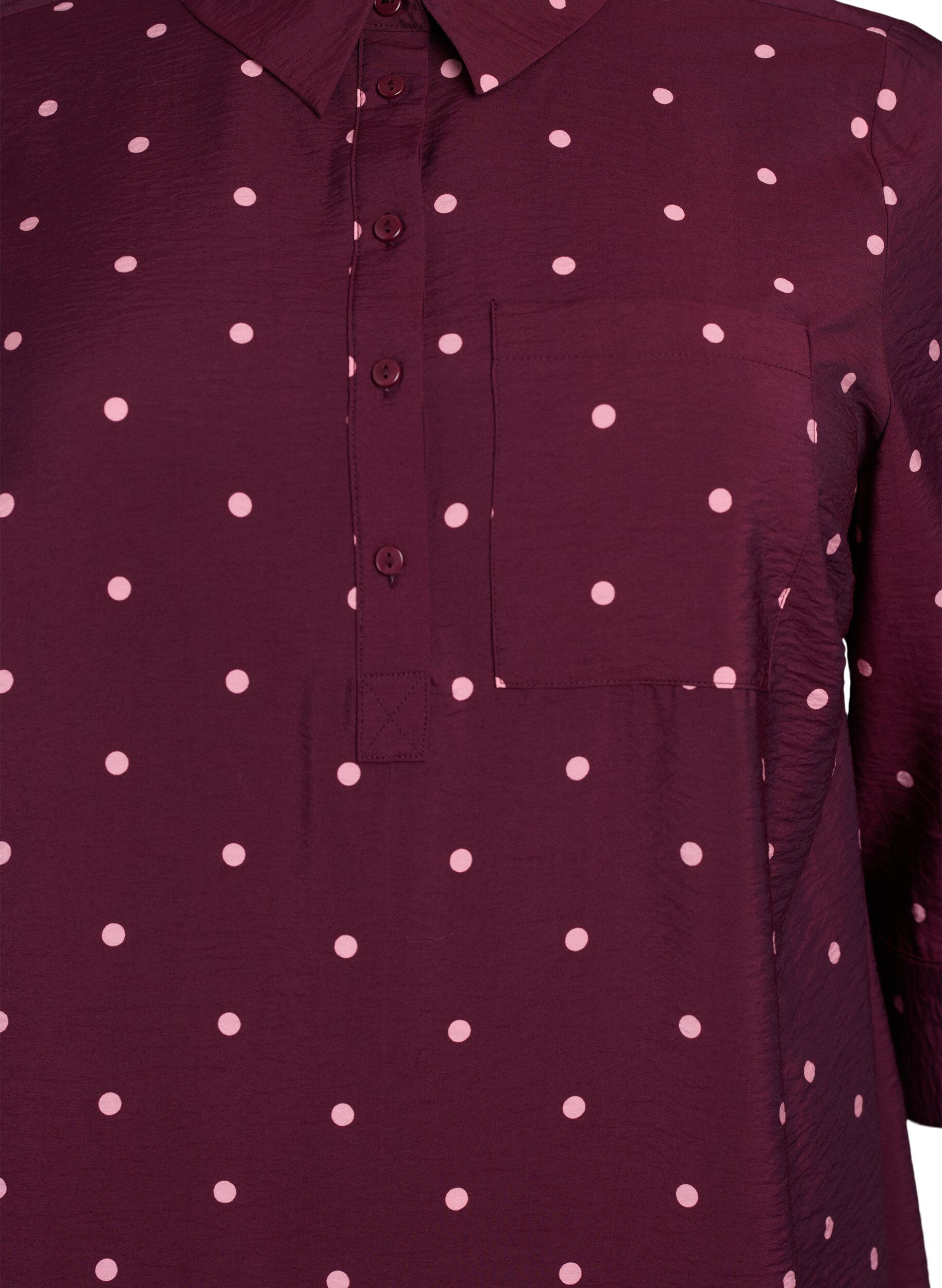 Zizzi Korte jurk met kraag en borstzak, Rood, Packshot image number 2