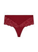Hipsterstring met hoge taille en kant, Rood, Packshot image number 0