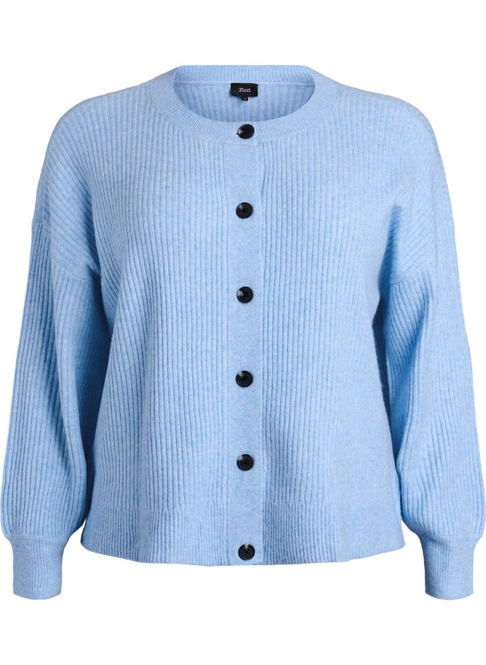 Vest van ribtricot met knopen, Blauw, Packshot image number 0