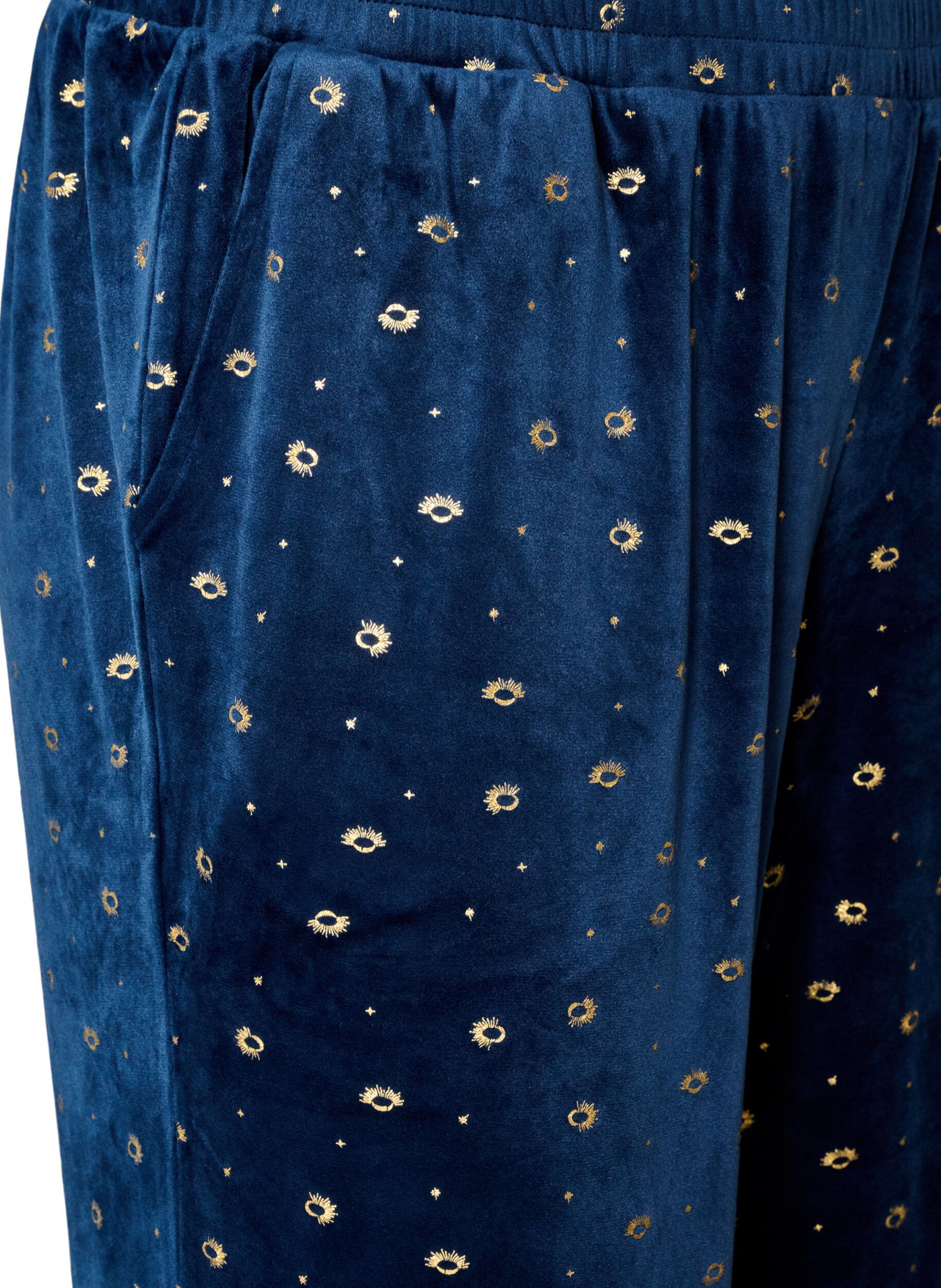ZizziVelours pyjamabroek met all-over print, Blauw, Packshot image number 2
