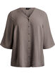 Shirtblouse met V-hals en 3/4 mouwen, Beige, Packshot image number 0