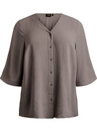 Shirtblouse met V-hals en 3/4 mouwen, Beige