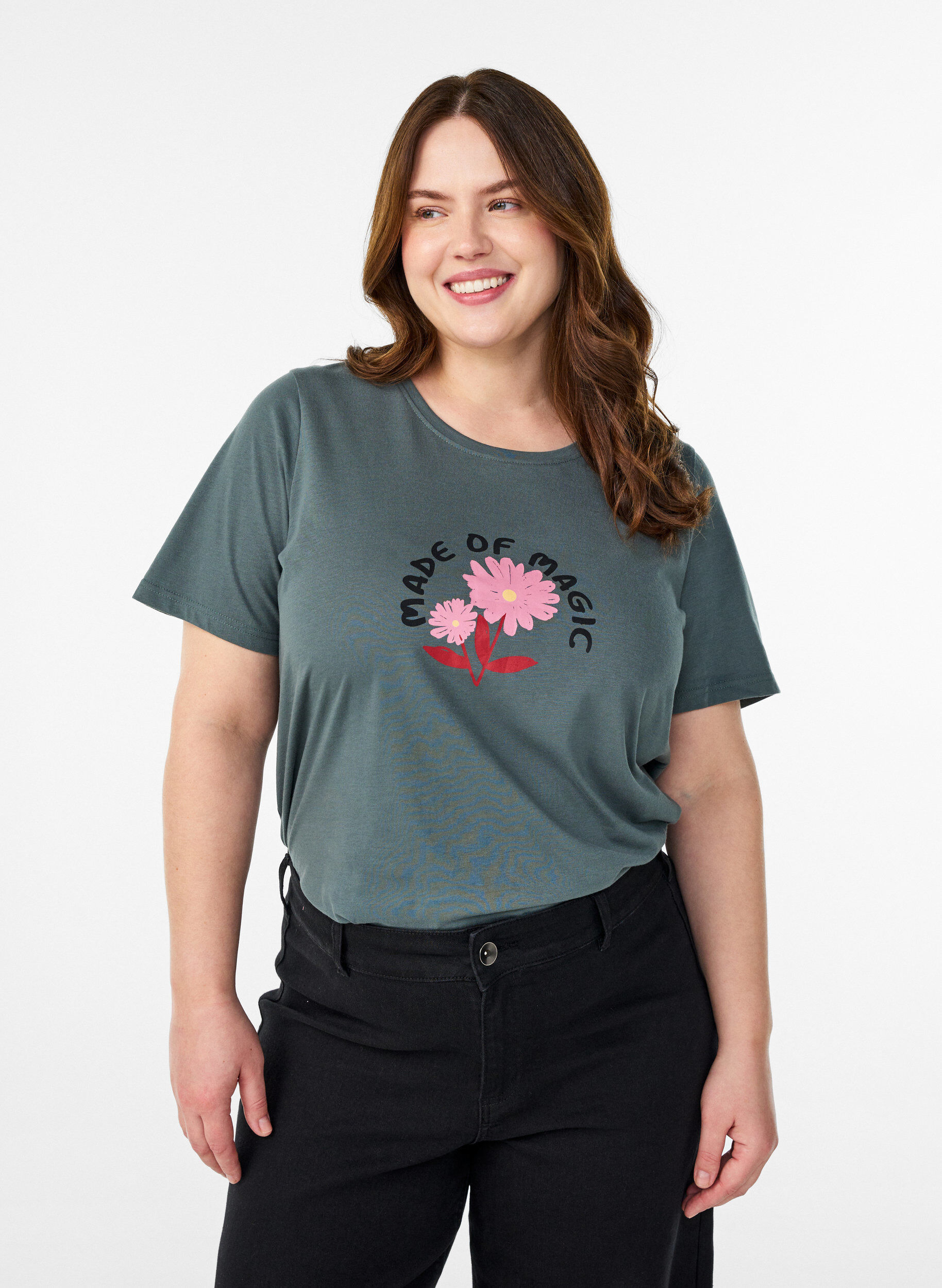 ZizziT-shirt met print, Groen, Model image number 0