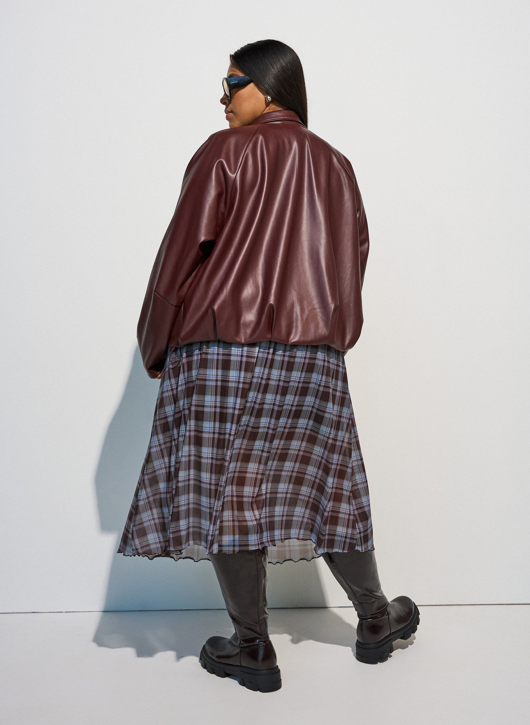 ZizziGecontroleerde mesh midi-rok, Blauw, Model image number 1