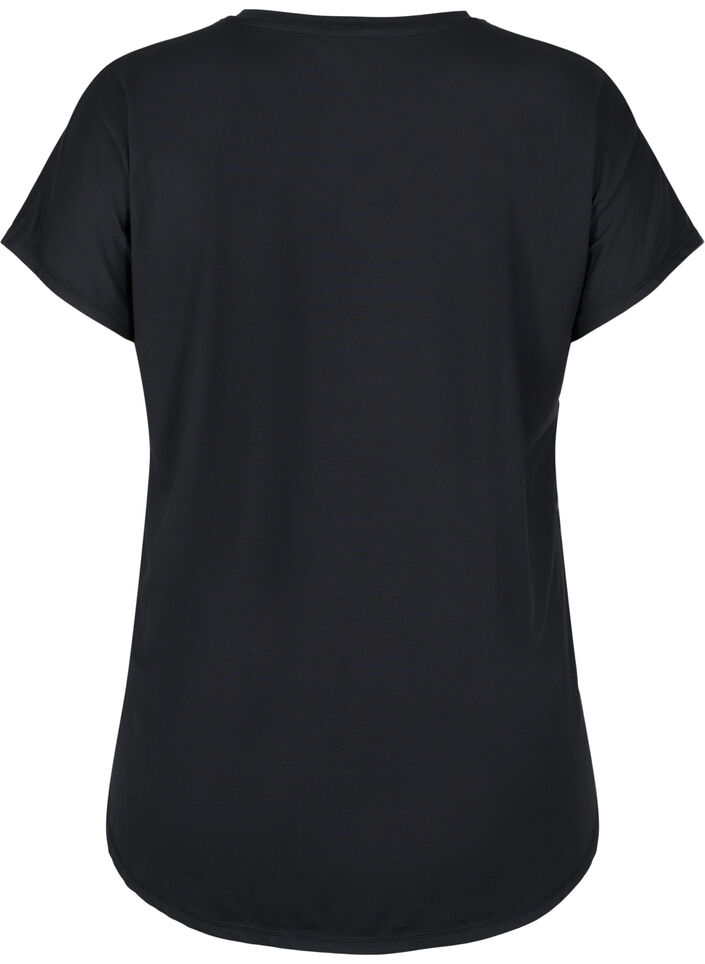 Sportief t-shirt met korte mouwen en v-hals, Zwart, Packshot image number 1
