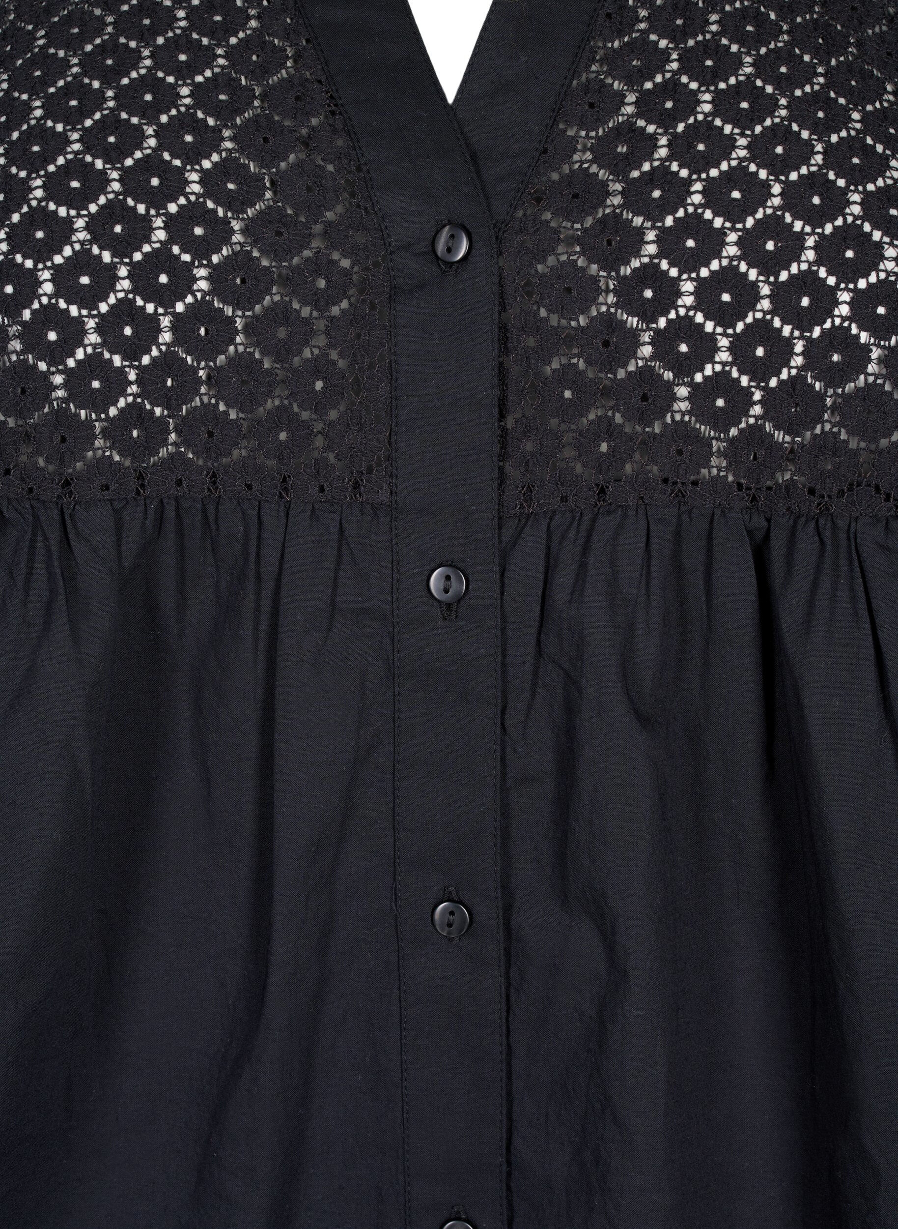 Zizzi FLASH - Shirt met gehaakt detail, Black, Packshot image number 2