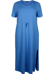 Katoenen midi-jurk met korte mouwen, Marina SOLID