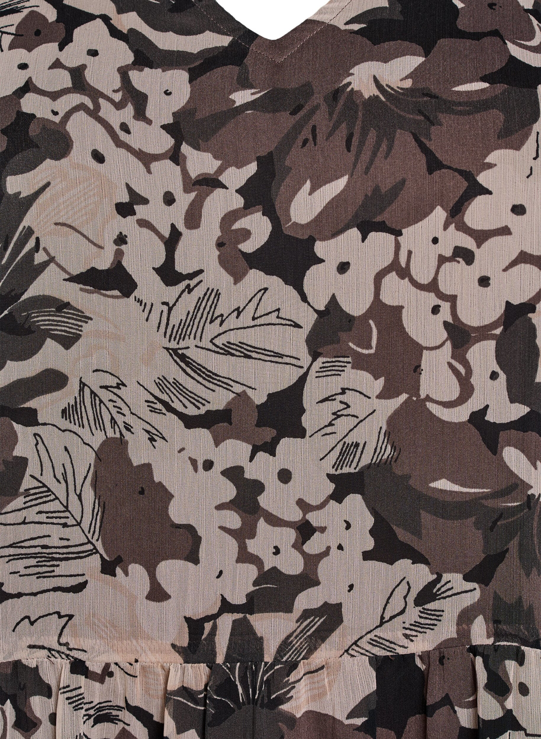 Zizzi Korte A-lijn jurk met bloemenprint, Zwart, Packshot image number 2