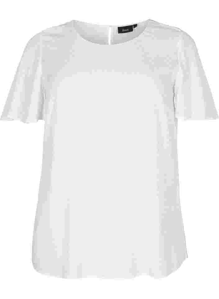 Gestructureerde viscose top met vleermuismouwen, Bright White, Packshot image number 0