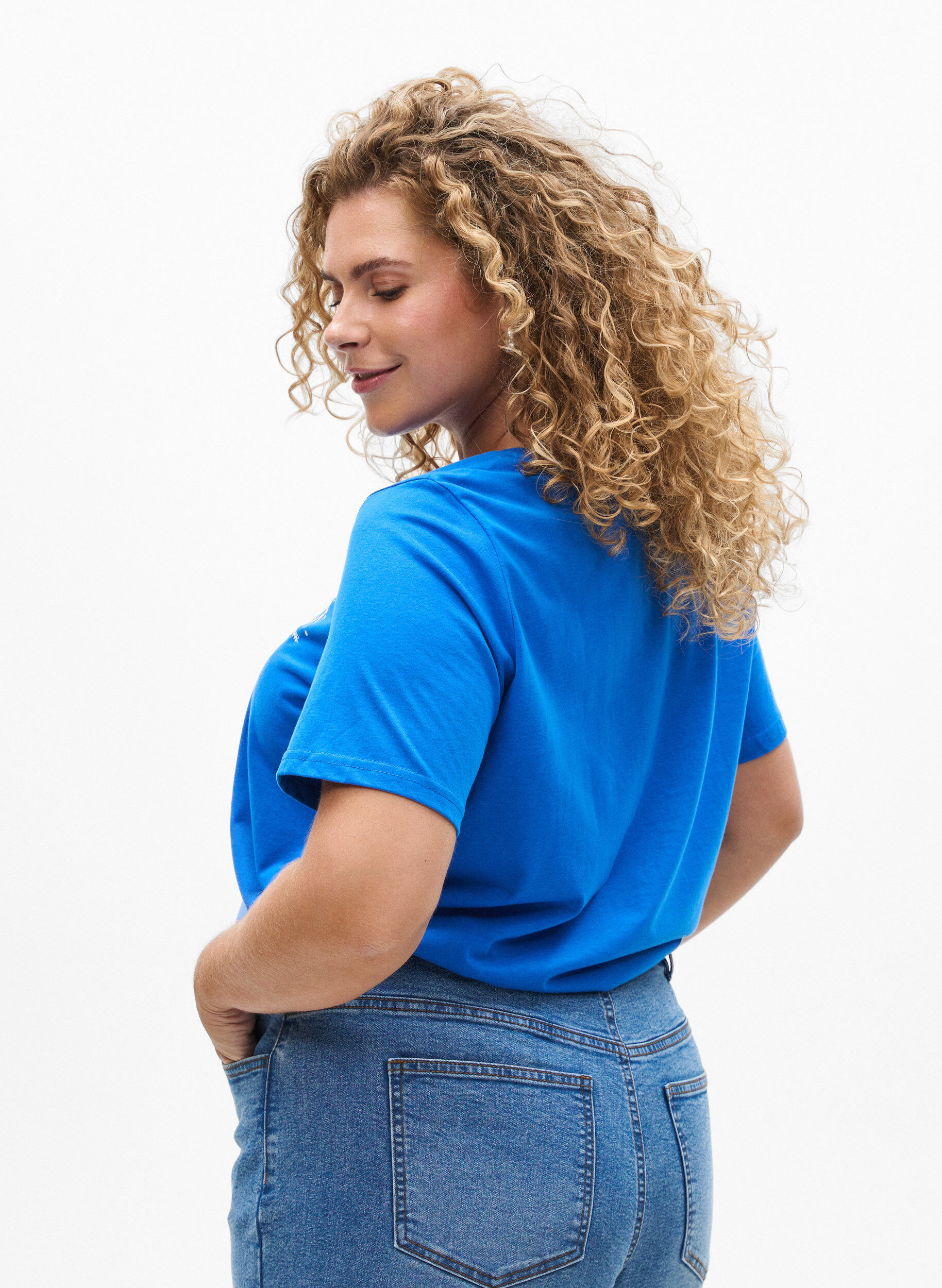 Zizzi FLASH - T-shirt met motief, Blauw, Model image number 2