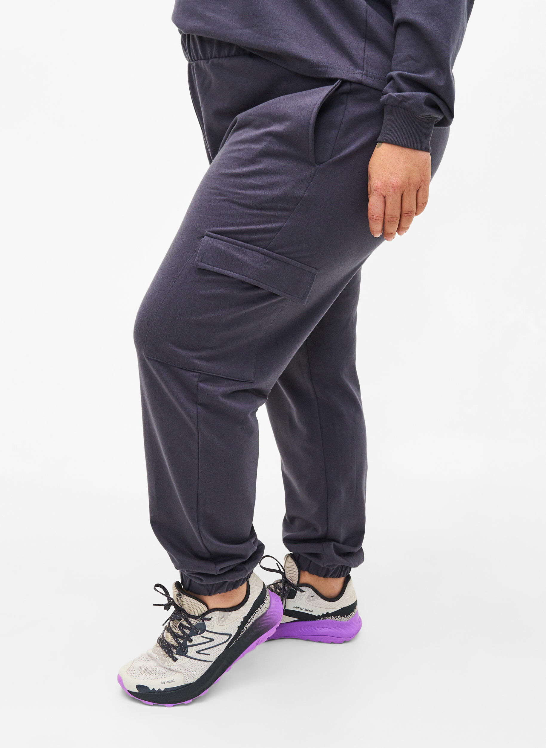 Zizzi Trainingsbroek met cargozakken, Ombre Blue, Model image number 0