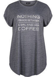 Nachtjapon met korte mouwen en tekstopdruk, 