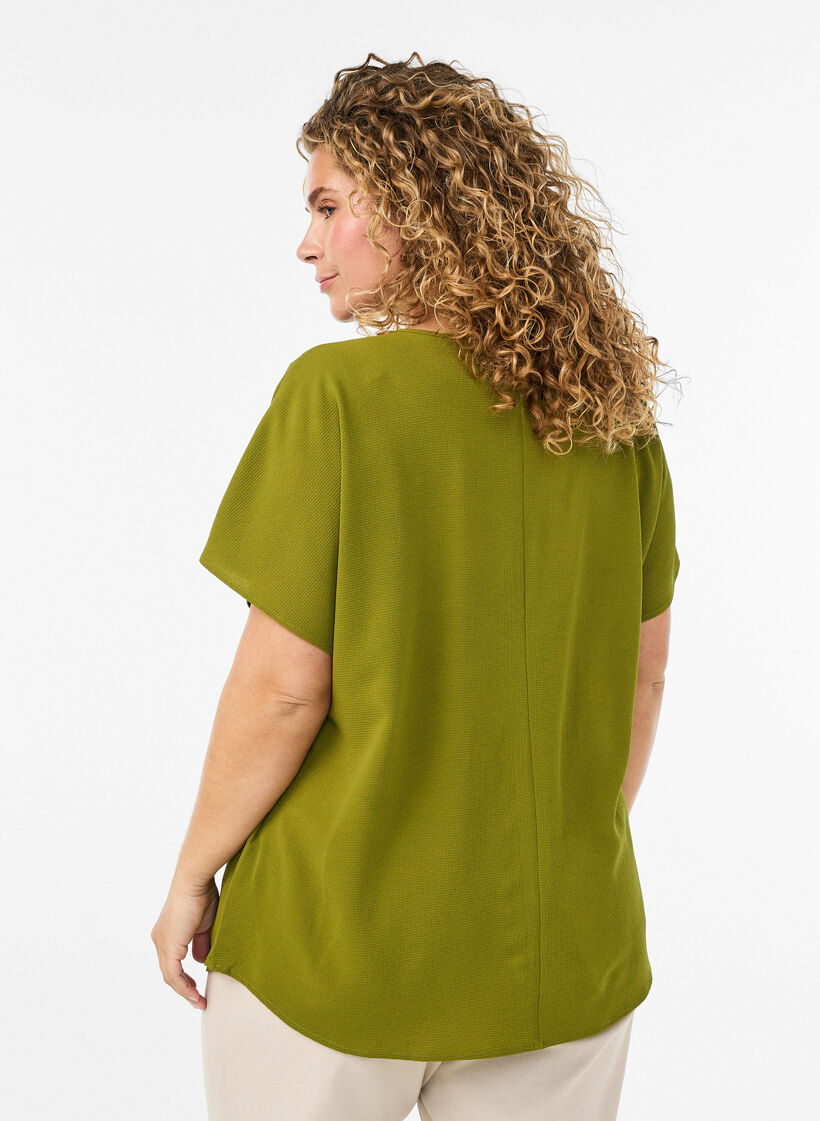 Top met korte mouwen en ronde hals, Groen, Model image number 2