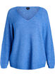 Gebreide blouse met V-hals en raglanmouwen, Blauw, Packshot image number 0