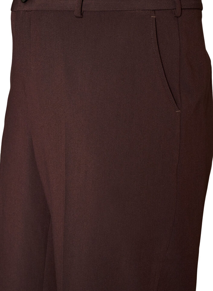 Op maat gemaakte broek met wijde pijpen en hoge taille, Bruin, Packshot image number 2