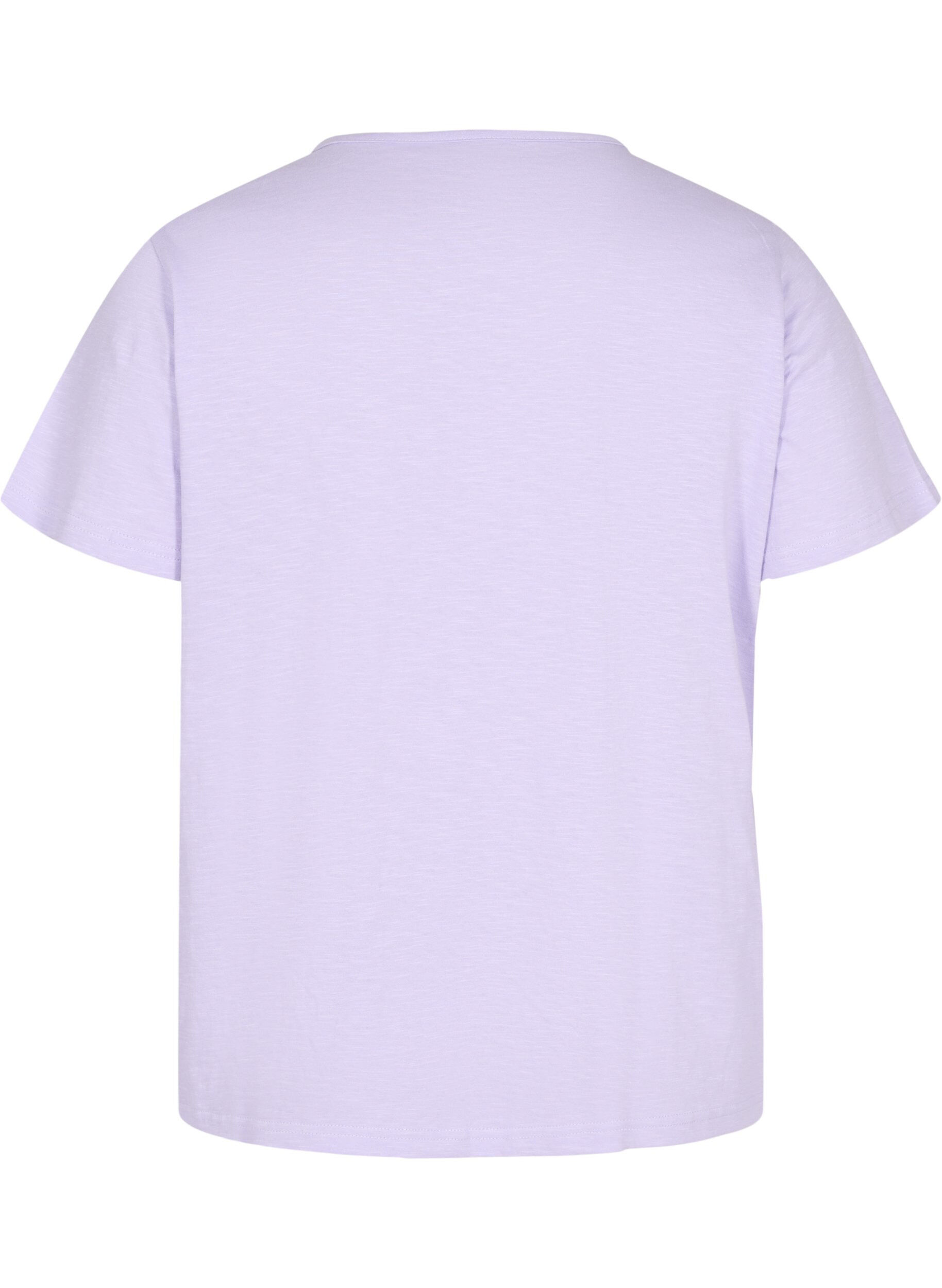 Zizzi Katoenen t-shirt met kanten band, Lavender, Packshot image number 1