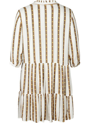 Gestreepte viscose jurk met knoopjes, White Comb, Packshot image number 1