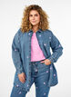Losse denimshirt met geborduurde hartjes, Light Blue Heart, Model image number 0