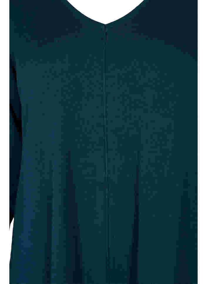 Gebreide jurk met v-hals van katoenmix, Reflecting Pond, Packshot image number 2