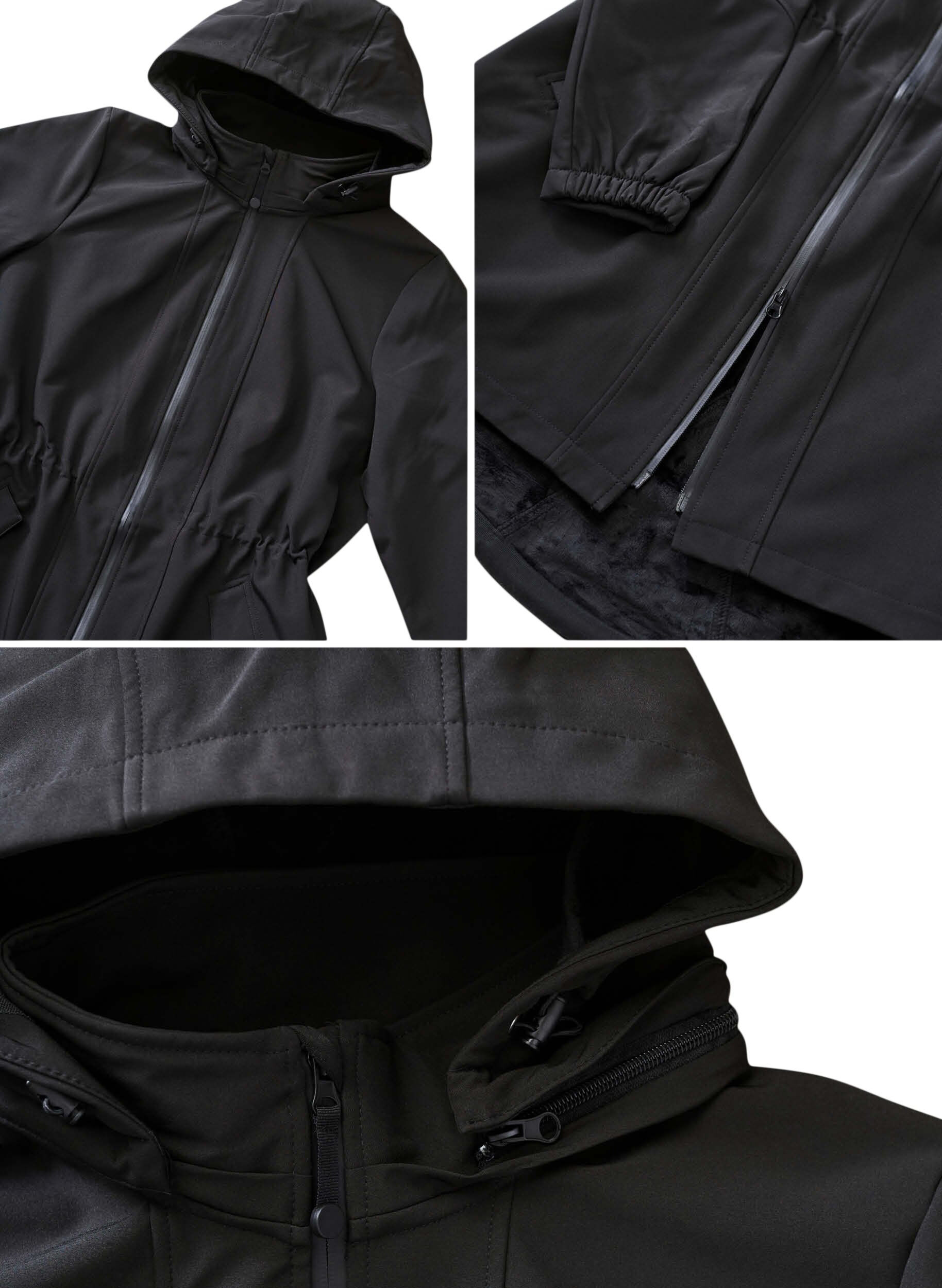 Zizzi Softshell jas met capuchon, Black solid, Packshot image number 4