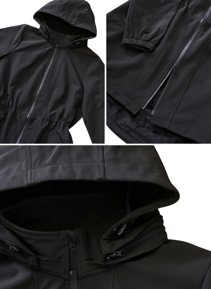 Softshell jas met capuchon, Black solid, Packshot image number 4