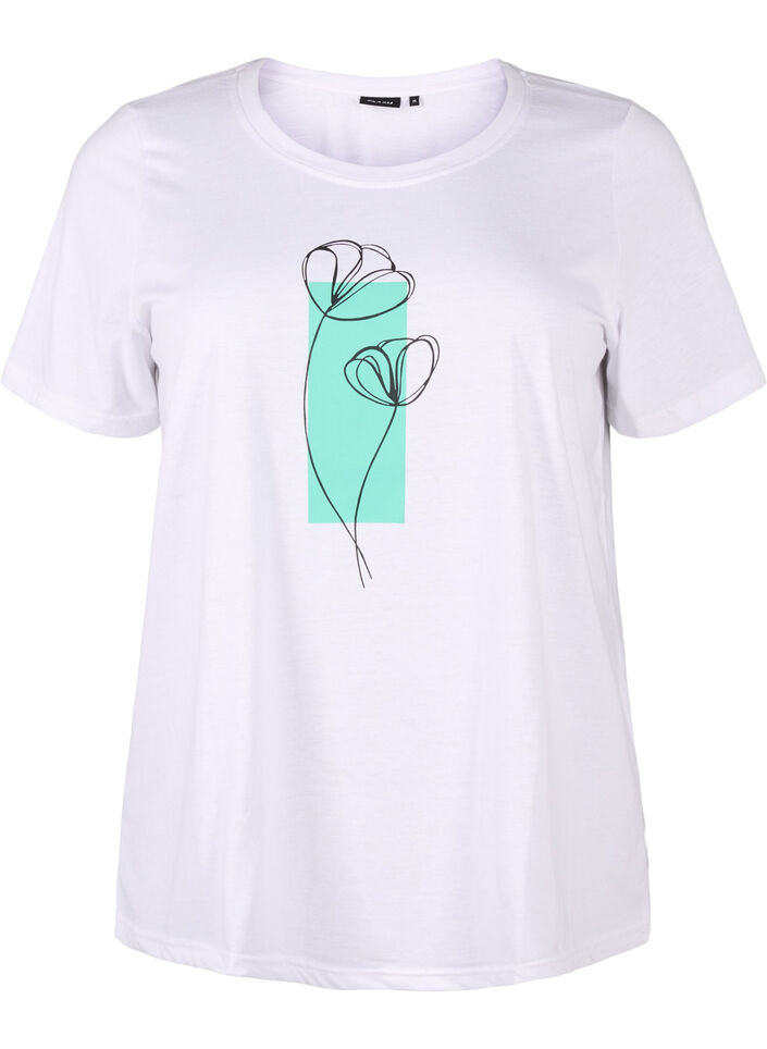 FLASH - T-shirt met motief, Bright White Flower, Packshot image number 0