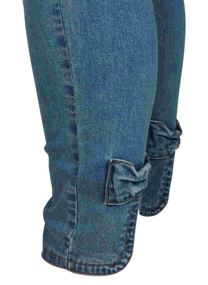 Cropped Amy jeans met hoge taille en strikje, Blue denim, Packshot image number 3