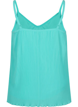 Geplooid mouwloos topje, Turquoise, Packshot image number 1