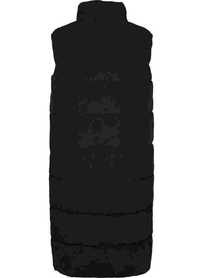 Lang vest met hoge kraag en zakken, Black, Packshot image number 1