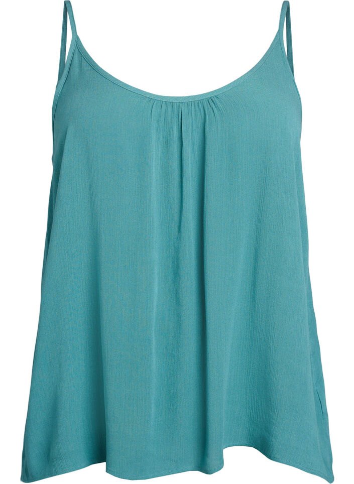 Strap top in viscose, Blauw, Packshot image number 0
