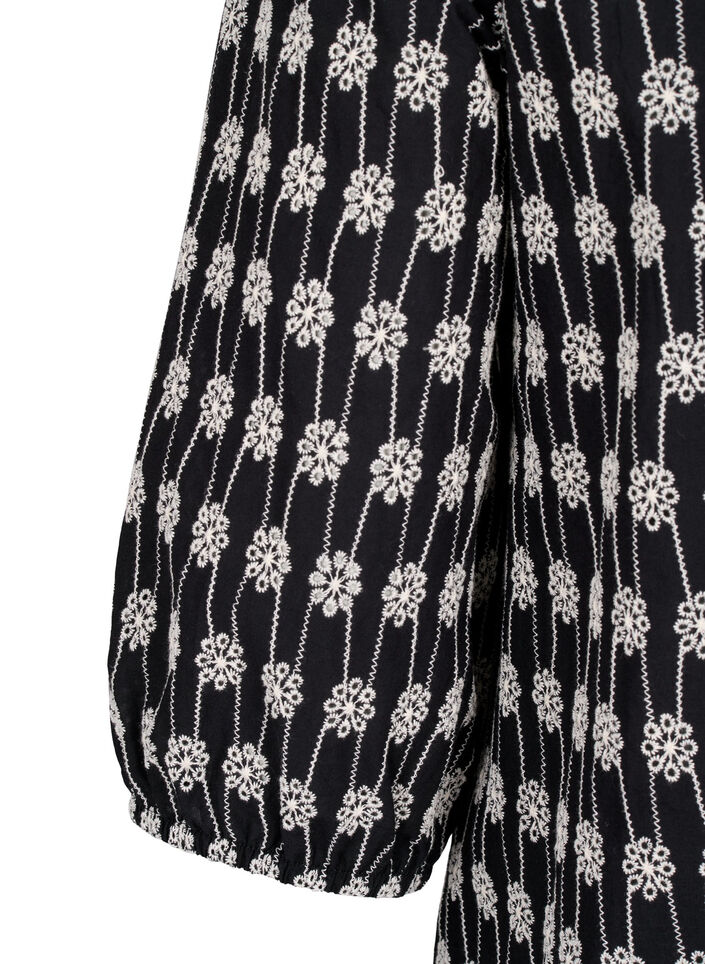 Katoenen overhemdblouse met bloemenpatroon, Black, Packshot image number 3